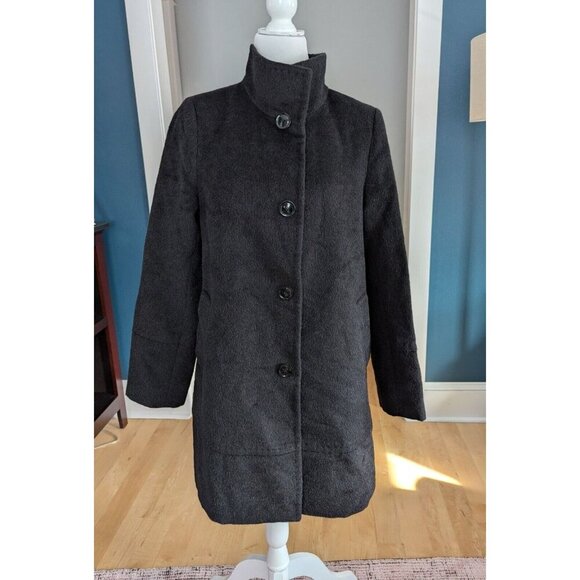 Andean Alpaka And Wool Women's Classic Black Overcoat Size 8 - Picture 2 of 16